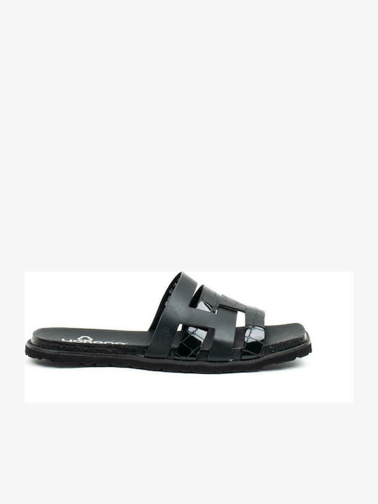Leather Women's Flat Sandals Anatomic in Black Color