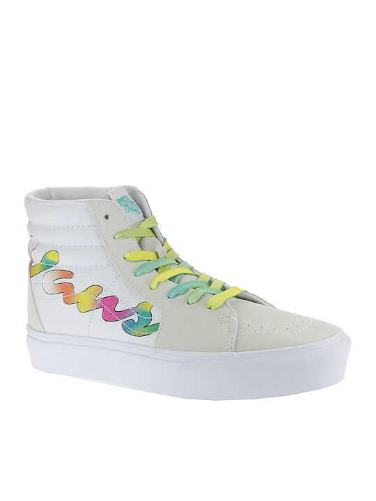 Vans SK8-Hi Γυναικεία Flatforms Μποτάκια Λευκά