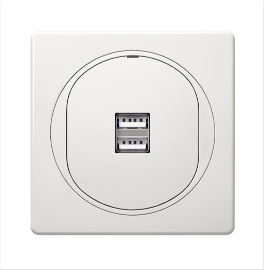 ERW-EON-E6161.00 Χωνευτή Πρίζα με 2 Θύρες USB Λευκή