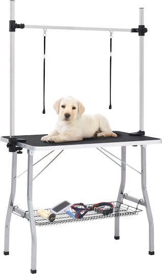 vidaXL Adjustable Pet Grooming Table with 2 Loops & Basket Business Furniture 171069