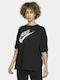 Nike Sportswear Γυναικείο Αθλητικό T-shirt Μαύρο