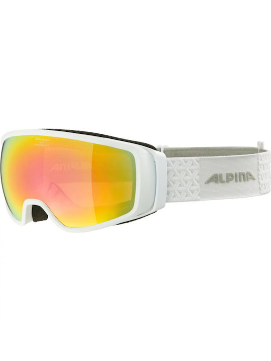 Alpina Jack Q-Lite Masca de schi și snowboard Pentru adulți Alb cu Lentilă în culoarea Galben