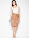 Venaton Pencil High Waist Midi Skirt in Brown color