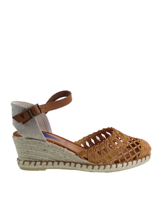 Malena Women's Leather Platform Espadrilles Tabac Brown