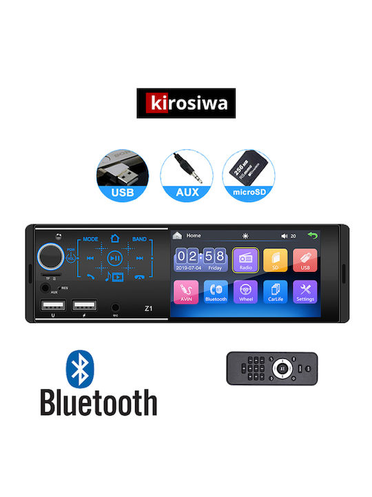 Kirosiwa Car Audio System 1DIN (Bluetooth/USB)