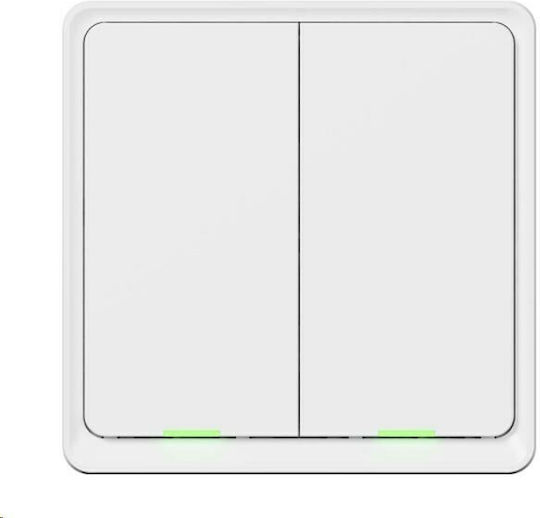 Tesla Επιτοίχιος Διακόπτης Τοίχου Wi-Fi Διπλός με Πλαίσιο Λευκός