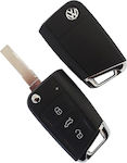 Foldable Car Key Shell with Blade with 3 Buttons for VW Golf / Bora / Jetta / Passat / Polo / GTI