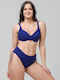 Underwire Bikini Bra Blue Sense with Adjustable Straps Navy Blue
