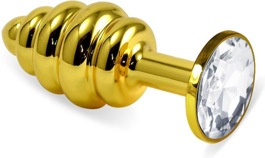 Lovetoy Rosebud Gold Spiral Metal Anal Plug Clear
