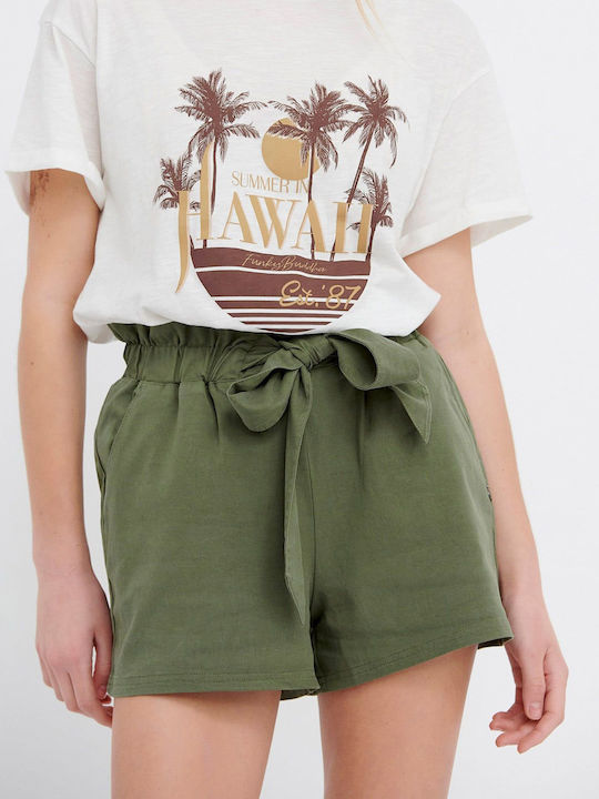 Funky Buddha Women's High-waisted Shorts Khaki