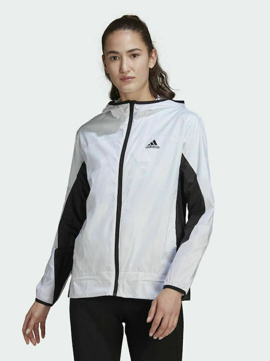 Adidas Aeroready Γυναικείο Μπουφάν Running Αντιανεμικό Λευκό