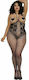 H&C Plus Size Sexy Bodystockings Mesh with Open Crotch Open Bodydystocking Plus Size Black