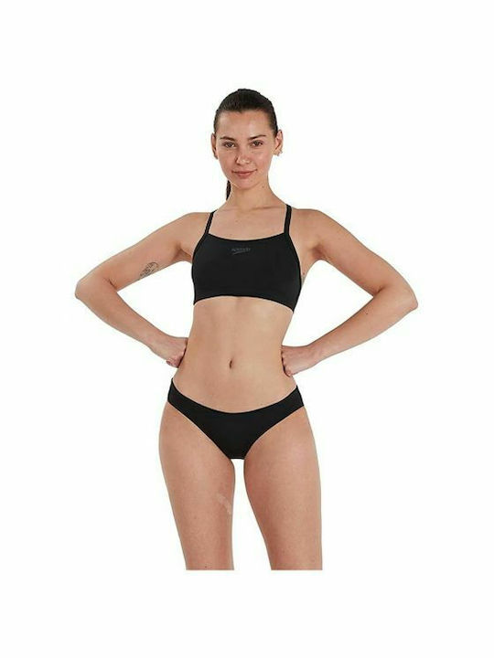 Speedo Sport Bikini Set Sports Bra & Slip Bottom Eco Endurance Thinstrap Black