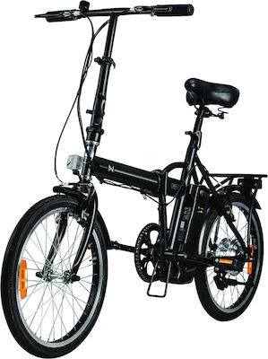 Eurolamp 20" Μαύρο Σπαστό Ηλεκτρικό Ποδήλατο Πόλης με 3 Ταχύτητες