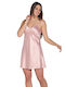 Sevim Satin Damen Nachthemd Rosa