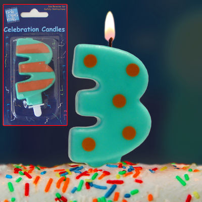 Birthday Candle Number "3" in Green Color (Μiscellaneous Designs) 005.04.03