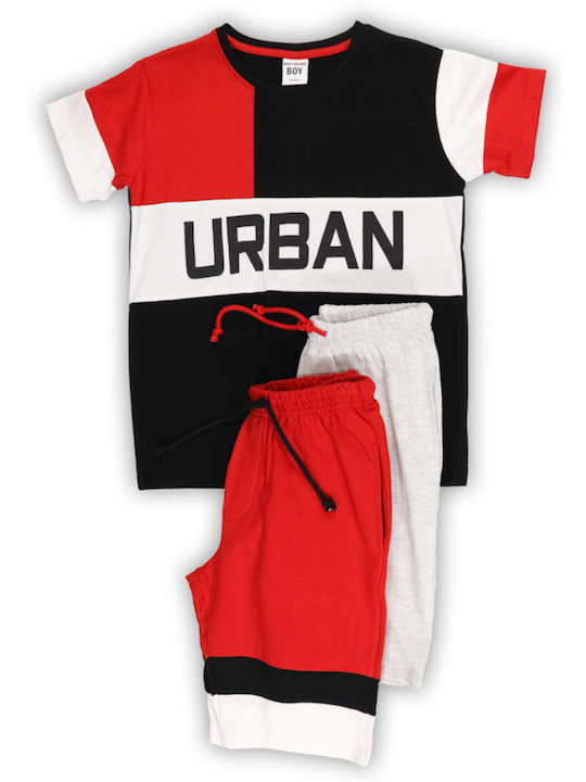 New College Kids Set with Shorts Summer 3pcs Red