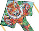 X-Kites Triangular Kite Large Easy Flyer Tiger Fabric with Tail, Twine & Storage Bag 229x117cm 1pcs