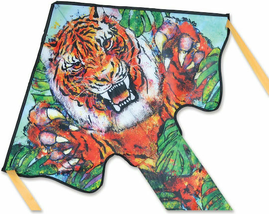 X-Kites Triangular Kite Large Easy Flyer Tiger Fabric with Tail, Twine & Storage Bag 229x117cm 1pcs