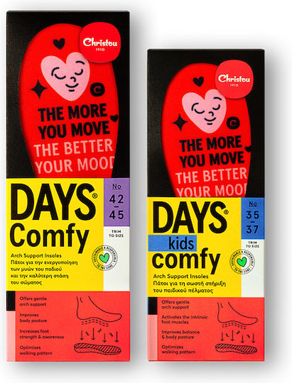 Christou 1910 Move Your Mood Comfy Anatomic Insoles for Adults & Kids Red 2 Pieces