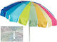 Solart Folding Beach Umbrella Diameter 2m with UV Protection and Air Vent Multicolor
