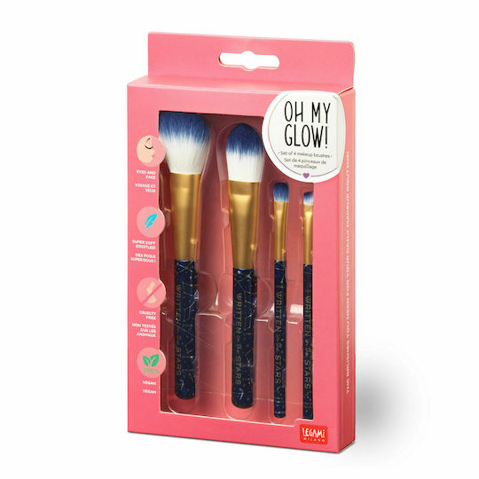 Legami Milano Set of Makeup Brushes with Synthetic Bristle Oh My Glow Stars 4 Pieces