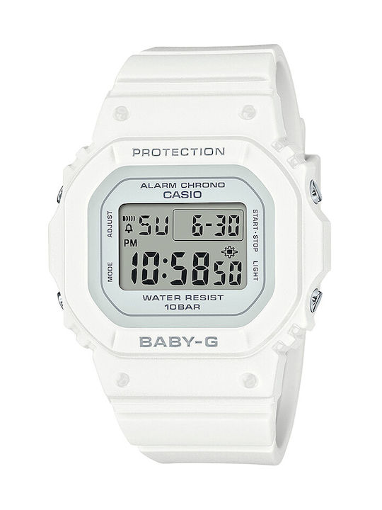Casio Baby-G Damen Digital Uhr mit Weiß Kautschukarmband