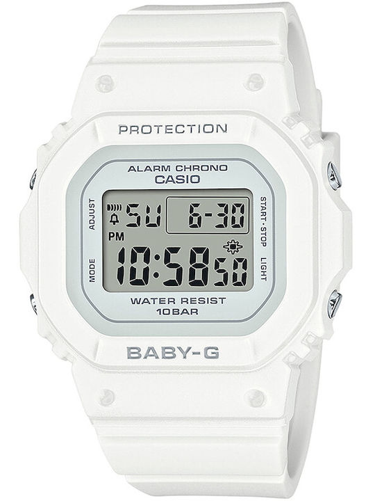 Casio Digital Women's Watch with White Rubber Strap