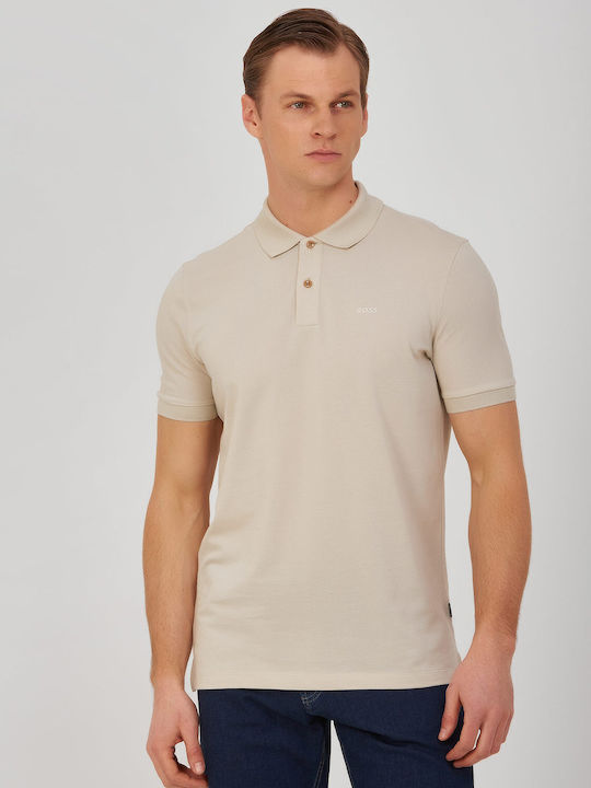 Hugo Boss Bluza Bărbătească cu Mânecă Scurtă Polo Bej