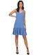 Only Summer Mini Dress with Ruffle Ultramarine Indigo