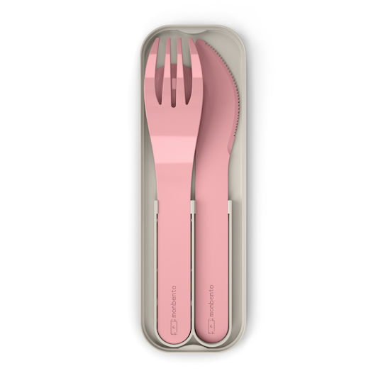 Micro Σετ Βρεφικά Μαχαιροπίρουνα MB Pocket από Μέταλλο Pink Blush σε Θήκη 2τμχ