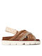 Leder Flache Sandalen für Damen in Braun Farbe