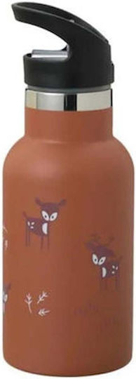 Fresk Kids Water Bottle Thermos Stainless Steel with Straw Deer Amber 350ml