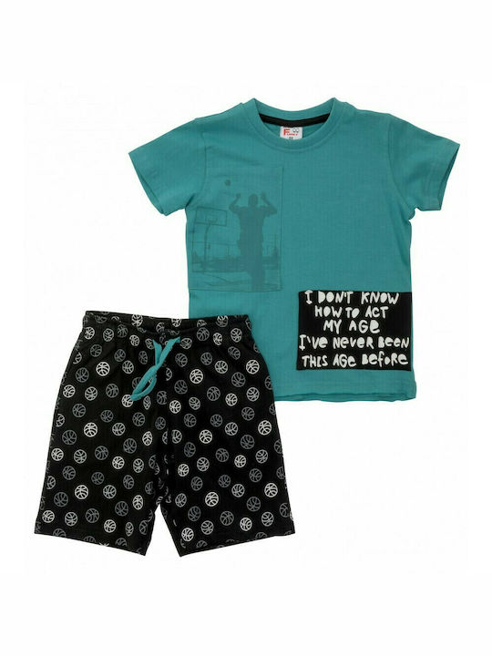 Funky Kinder Set mit Shorts Sommer 2Stück Blau