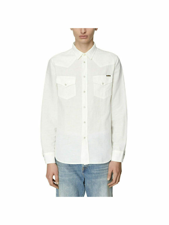 Diesel Men's Shirt Long Sleeve Cotton White