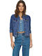 Wonder Women's Short Jean Jacket for Spring or Autumn Blue