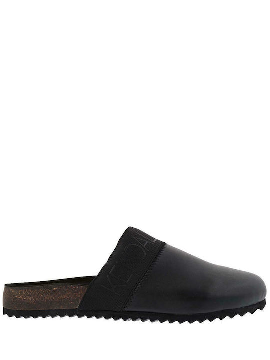 Brezler Flat Δερμάτινα Mules σε Μαύρο Χρώμα