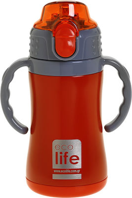 Ecolife Kids Stainless Steel Thermos Water Bottle with Straw Red 300ml