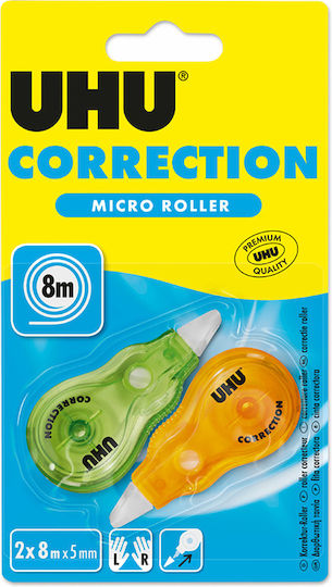 UHU Correction Micro Roller Διορθωτική Ταινία 8x5mm 2 Τμχ.