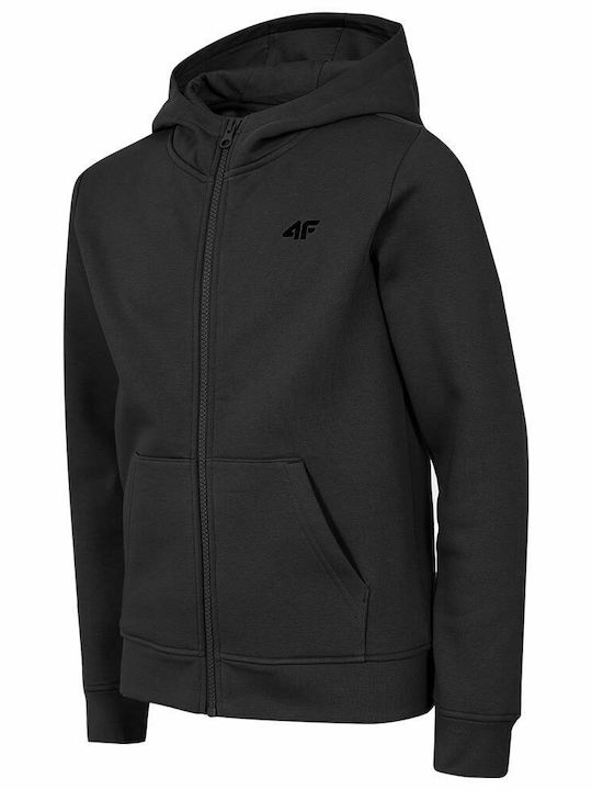 4F Kids Sweatshirt Cardigan with Hood Black
