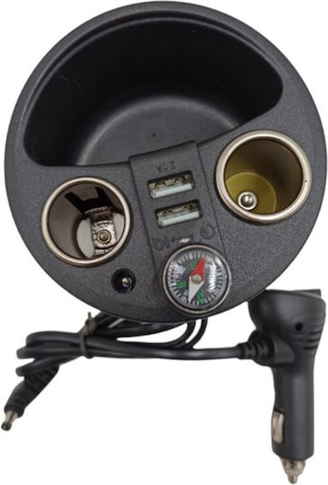 Andowl Car Charger 120W 2.1A with Ports: 2xUSB with Cable Embedded Black Color