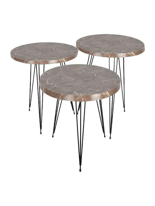 Round Metal Zigon Tables Grey L40xW40xH52cm