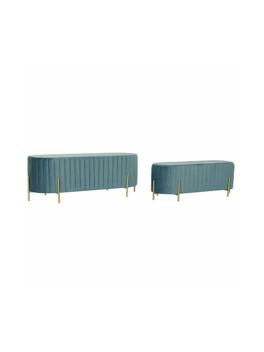 Stool For Living Room Upholstered with Fabric Blue 2pcs 123x50x45cm