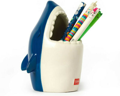 Ceramic Pencil Case Desk Friends in Blue Color 10.6x13.9x11cm.