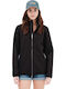 Women's Short Lifestyle Jacket for Spring or Autumn with Hood Black