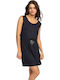 Surfs Up Sommer Mini Kleid Schwarz