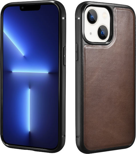 iCarer Leather Oil Wax Umschlag Rückseite Leder Braun (iPhone 13)