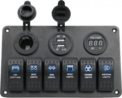 Kewig SP10 mit Paneelen Panel mit 6 wasserdichten Schaltern, Zigarettenanzünder, 2 X USB und Voltmeter