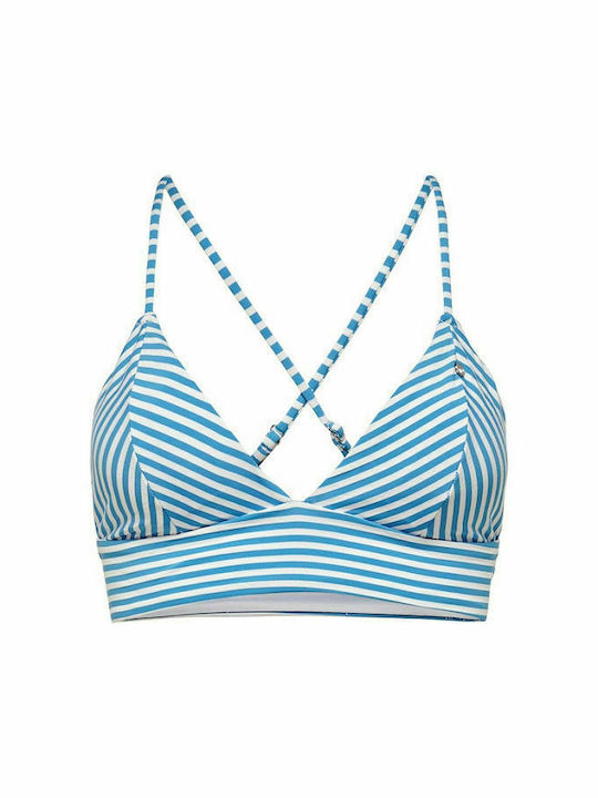 Only Padded Triangle Bikini Top Kitty Light Blue Striped
