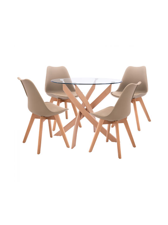 Трапезария 5бр Transparent / Cappuccino 90x90бр
